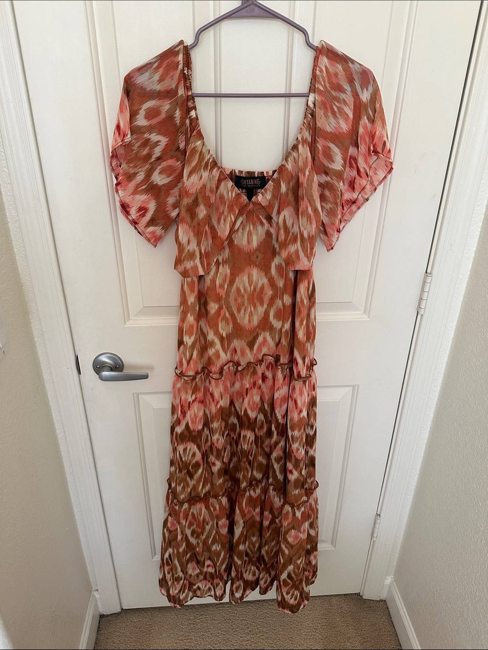 Shyanne Ikat Print Flutter Sleeve Women's Dress